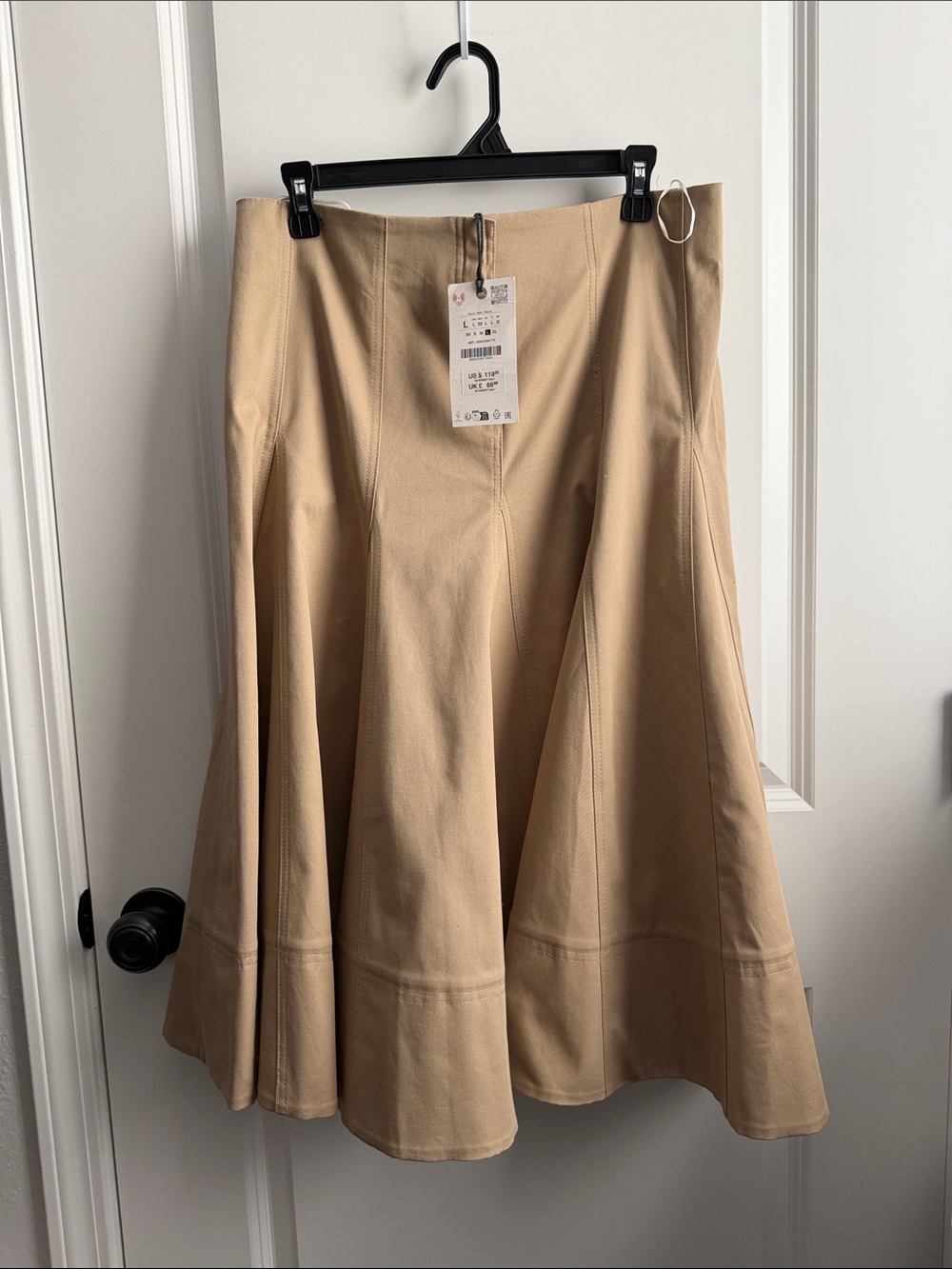 Zara Beige A-Line Flared Skirt - Women's